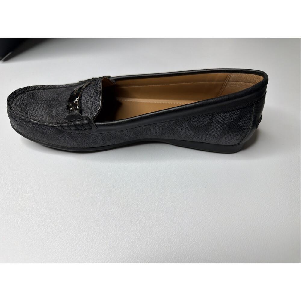 COACH Signature Olive 6.5B Jacquard Black & Smoke Women's Driving Loafer Logo - Picture 8 of 10